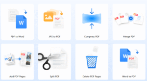 PDFgear logo | PDFgear PDF editing interface | PDFgear workflow screenshot | PDFgear export and settings panel | PDFgear output preview example
